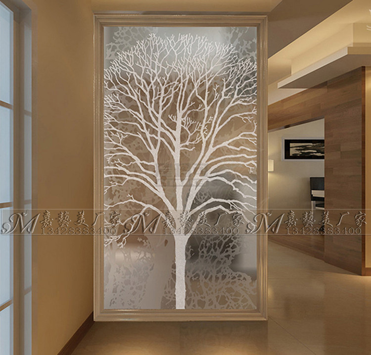 Modern Art Glass Screen Xuanguan Gangway Background Wall Living Room Bifacial Light Transmission Partition Brief Yoyu Shu