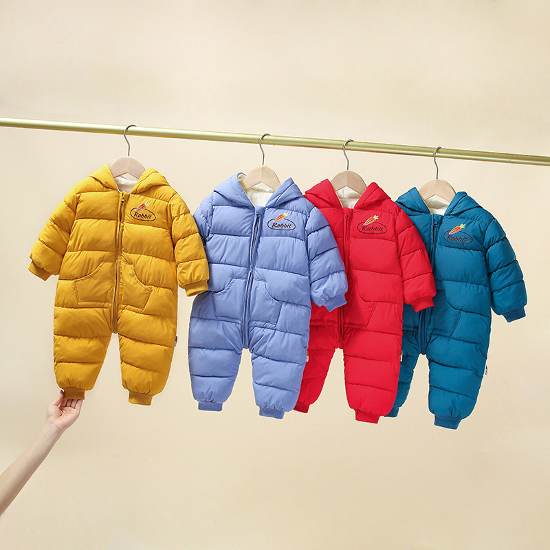 Baby boy down cotton even body creeping clothing new gush thickened small baby khab warm out to hold winter clothing