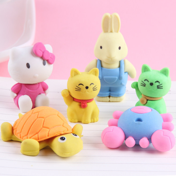 3d Solid Erasable removable cartoon cute Korean version stationery rabbit turtle car animal exam special eraser