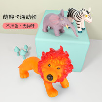 Animal soft rubber toy emulated cartoon styling model hippo elephant zebra tiger rhinoceros early education Puzzle Lions