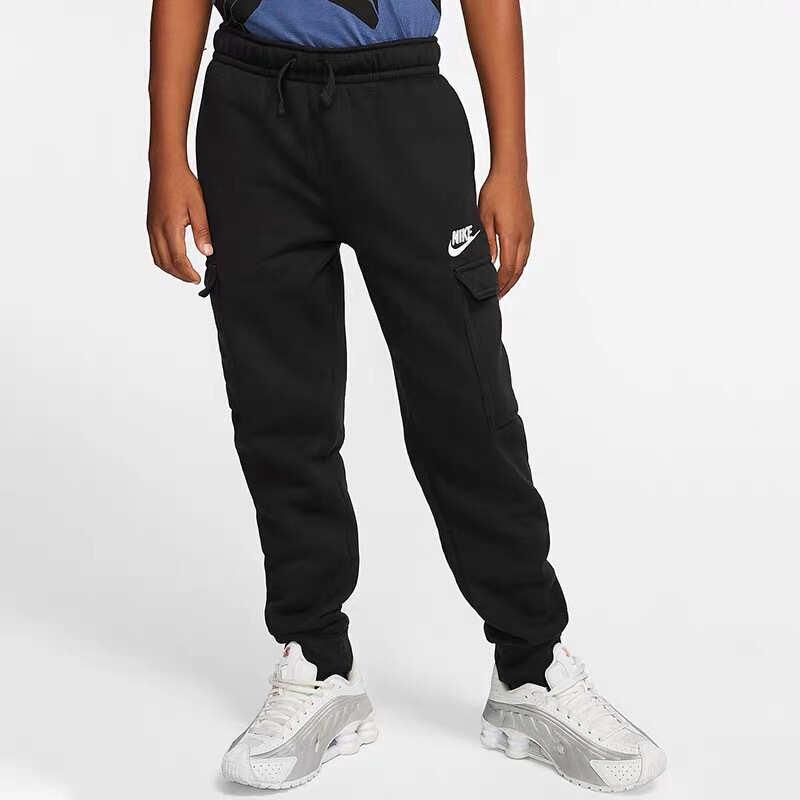 Jiajia Genuine Children's Fleece-Lined Cuffed Cargo Pants, Youth Long Pants, Jogger Pants with Embroidered Small Logo Cq4298