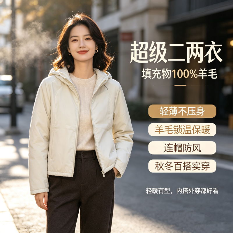 Light Luxury Women's Super 0.1kg Wool Hooded Jacket, Lightweight, Warm, Short Style, Autumn and Winter Casual Cotton Coat, Lightweight P3 Light Luxury Women's Super 0.1kg Wool Hooded Jacket, Lightweight, Warm, Short Style, Autumn and Winter Casual Cotton Coat, Lightweight P3