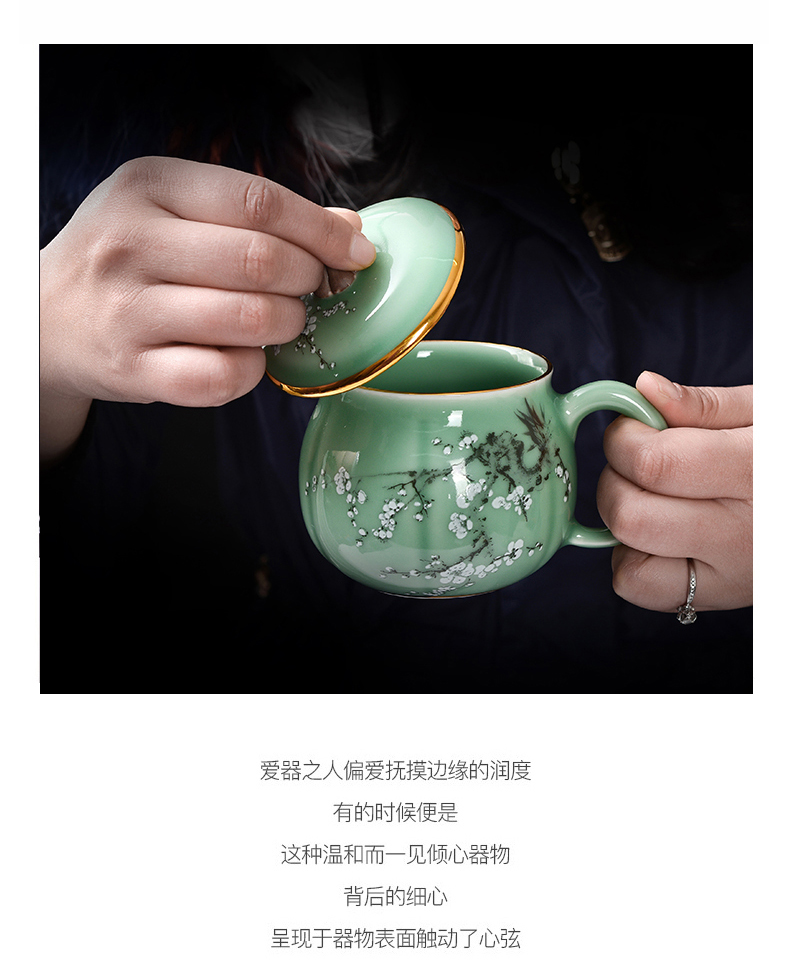 Red xin made ceramic keller cups with cover filter tea cup of jingdezhen celadon office cup with cover cups