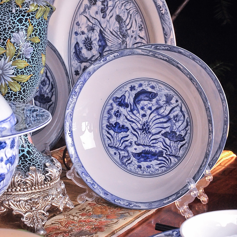 Red xin jingdezhen suit bowl dish dish ceramic tableware archaize Ming xuande mackerel algal grain bulk sale