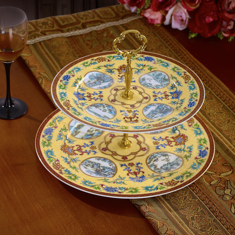 Red xin ceramic fruit fruit basket tray was Chinese double candy cake dried fruit dessert plates