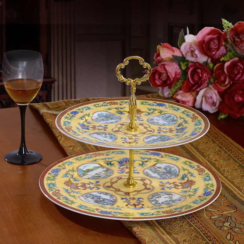 Red xin ceramic fruit fruit basket tray was Chinese double candy cake dried fruit dessert plates