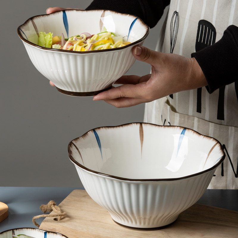 Soup bowl household large soup basin noodle bowl multi - functional ceramic tableware bowl with large salad bowl bowl