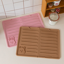 Korean dailylike cute dishes bowls cups drain mats kitchen folding silicone non-slip mats sanitary insulation mats