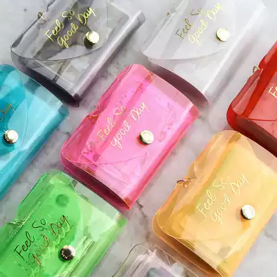South Korea imported plepic summer fluorescent transparent 26 card bag large capacity portable business card card holder keychain