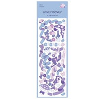 Синяя лента, в цветочек