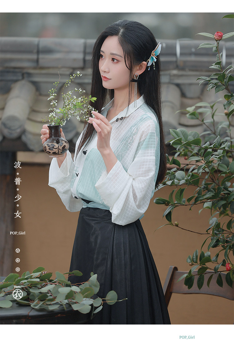 重回漢唐明制漢服夏季破曉原創正品日常中國風豎領對襟衫馬面裙女 Meid Yahoo奇摩拍賣