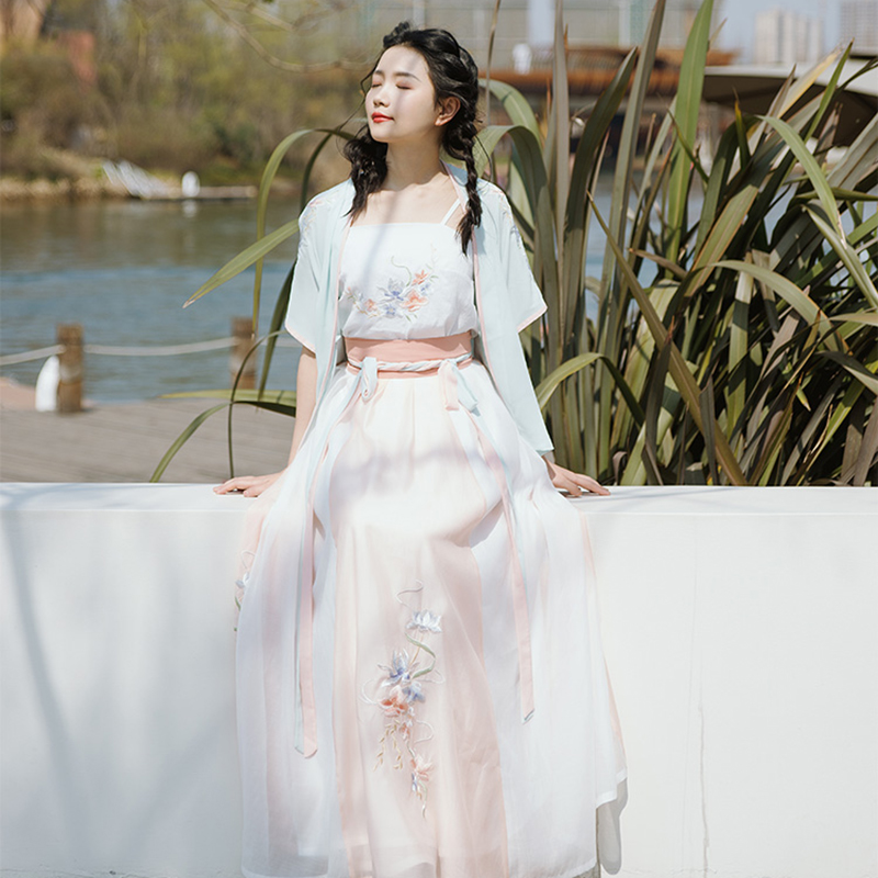 Return to the Han and Tang Dynasties Qianzhi original Hanfu women's clothing collar waist-length skirt Collar skirt Spring and autumn