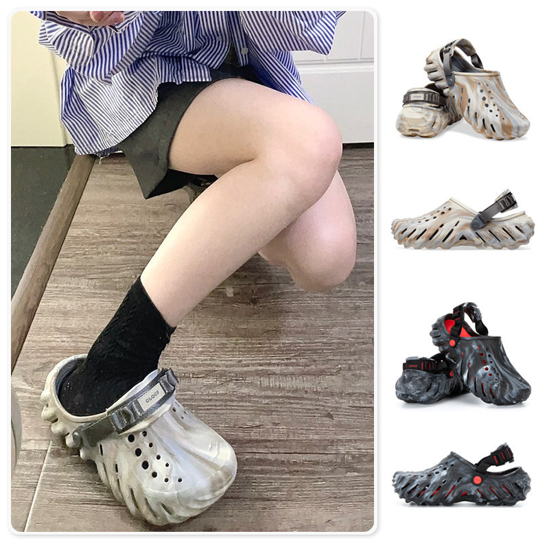 Crocs New Unisex Sandals Breathable Beach Shoes with Wave Print Clog 208454