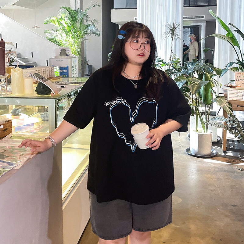 150kg Plus Size Loose Fit Short-Sleeve T-Shirt for Women, Summer Harajuku Bf Style Student Top ins Trendy 150kg Plus Size Loose Fit Short-Sleeve T-Shirt for Women, Summer Harajuku Bf Style Student Top ins Trendy