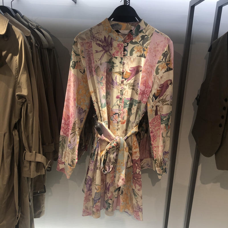 PolychromaticZAR Women's wear new pattern summer wear shirt Dress flower printing Skirt 2725119 check Luo 02725119330