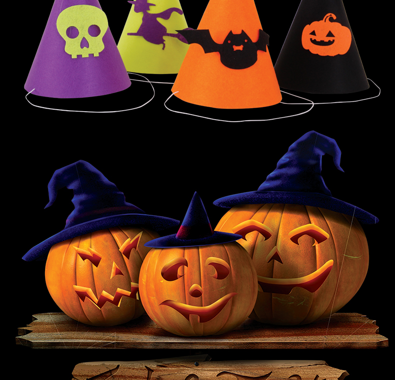 Halloween ăn mặc cung cấp tự làm 骷髅 mũ phớt phù thủy mũ trẻ em mẫu giáo mũ bí ngô - Sản phẩm Đảng / Magic / Hiệu suất đồ hóa trang lễ hội