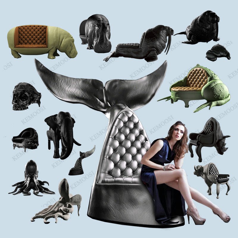 Glass Fiber Designer Chair Whale Tail Chair Animal Sofa Chair Hotel KTV Talks Casual Chair Hippo Sofa