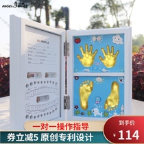Baby hand and foot print mud Hand and foot print souvenir Fetal hair Newborn photo frame Baby full moon 100 days permanent gift