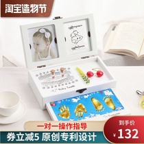 Newborn baby childrens hand and foot print mud Hand and foot print souvenir Baby fetal hair photo frame Permanent full moon 100-day-old object