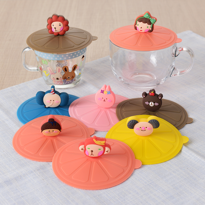 Cute cartoon food grade silicone lid tea cup lid seal leak-proof mug lid glass lid ceramic lid