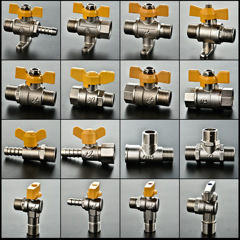 Copper thickened gas valve three-way gas valve gas ball valve liquefied gas switch water heater inside and outside wire 4 points