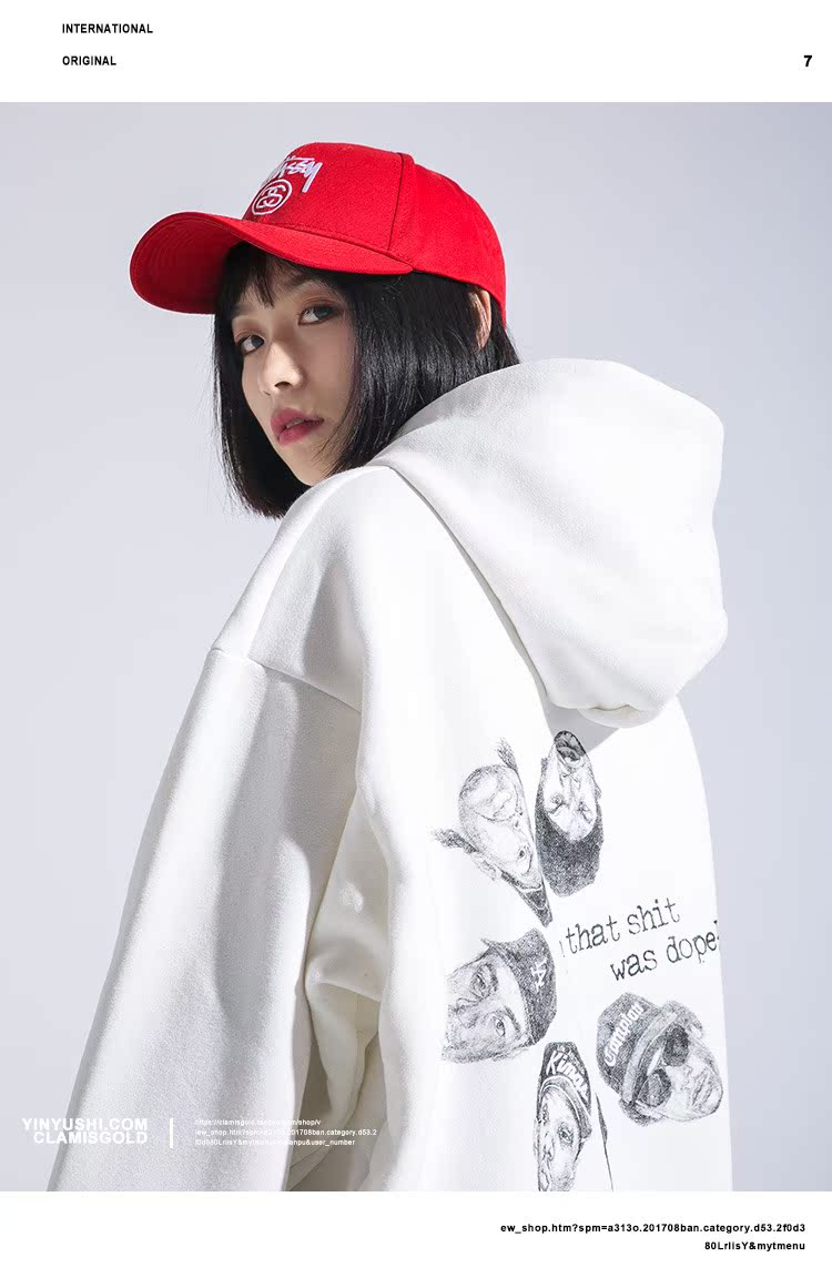 Ẩn trong thành phố Mùa đông thương hiệu hip hop cá tính in mũ trùm đầu cộng với áo len nhung nam Đường phố nam nữ áo khoác thủy triều hoodie đôi