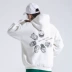 Ẩn trong thành phố Mùa đông thương hiệu hip hop cá tính in mũ trùm đầu cộng với áo len nhung nam Đường phố nam nữ áo khoác thủy triều hoodie đen Áo len