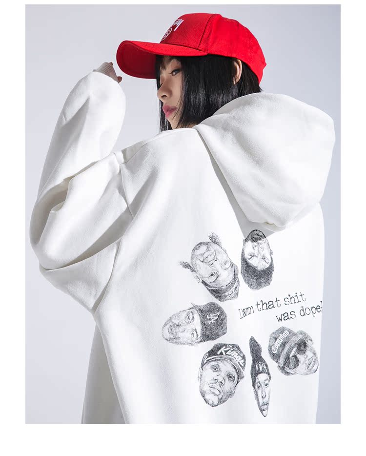 Ẩn trong thành phố Mùa đông thương hiệu hip hop cá tính in mũ trùm đầu cộng với áo len nhung nam Đường phố nam nữ áo khoác thủy triều hoodie đôi