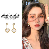 High-grade four-leaf clover earrings 2020 New Tide fashion rear hanging sterling silver earrings female Spring small drop earrings