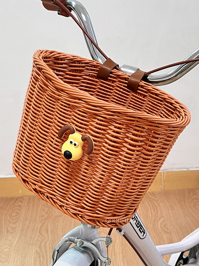 自行车车篮前车筐通用田园风大容量儿童平衡车单车置物编织菜篮子