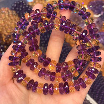 Natural Amethyst Yellow Crystal Cross Section Purple Crystal Yellow Crystal Bracelet 2022 New Good Luck Purple Yellow Crystal Handstring Woman
