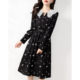 The counter withdraws the cabinet and cuts the label big brand Yudan original single export women's clothing French print waist slimming temperament dress autumn