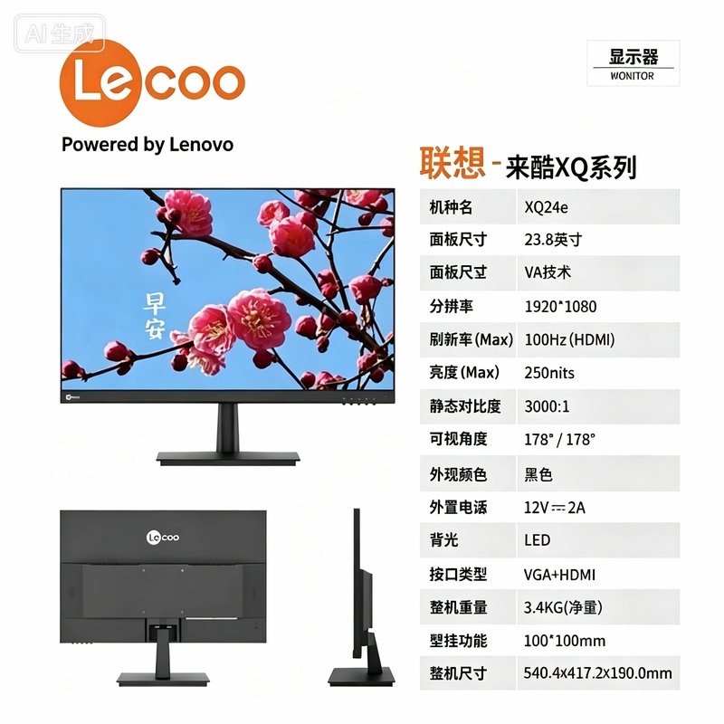Lenovo Lecoo Home Office Computer Monitor 21.5inch / 23.8inch / 27inch Xq24E/Xq22E Lenovo Lecoo Home Office Computer Monitor 21.5inch / 23.8inch / 27inch Xq24E/Xq22E