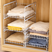 Room wardrobe storage layered partition cabinet drawer basket wardrobe push-pull finishing basket clothing hanging shelf