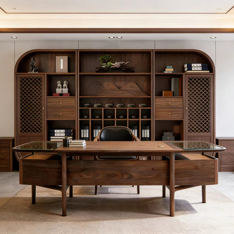 New Chinese-Style Solid Wood Desk Black Walnut Home Study Executive Desk Modern Light Luxury Writing Desk Computer Desk New Chinese-Style Solid Wood Desk Black Walnut Home Study Executive Desk Modern Light Luxury Writing Desk Computer Desk