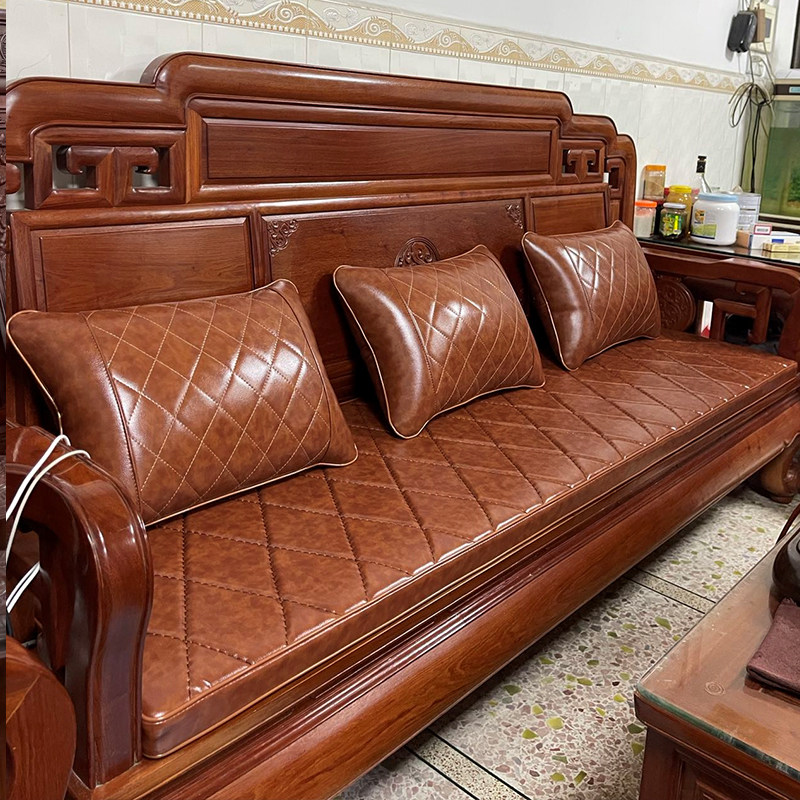 Customize the new Chinese red sour branch red wood sofa cushion real leather sofa cushion solid wood chair cushion with cool mat calf leather set