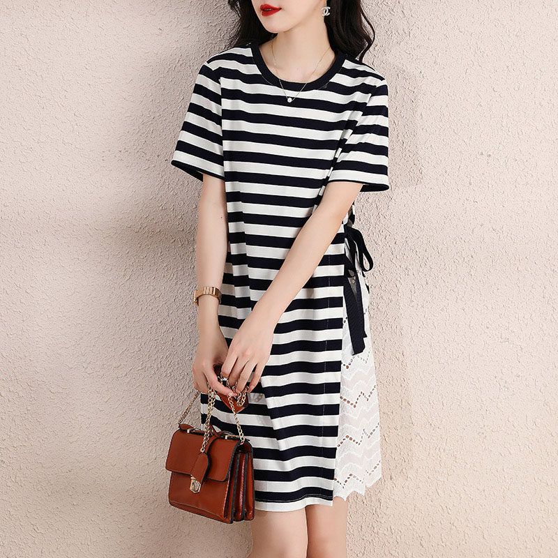 Foreign Trade Single Italian Women's Wear Unit Single List of Warehouse Exported to European Ocean Gas Side Strip Dress