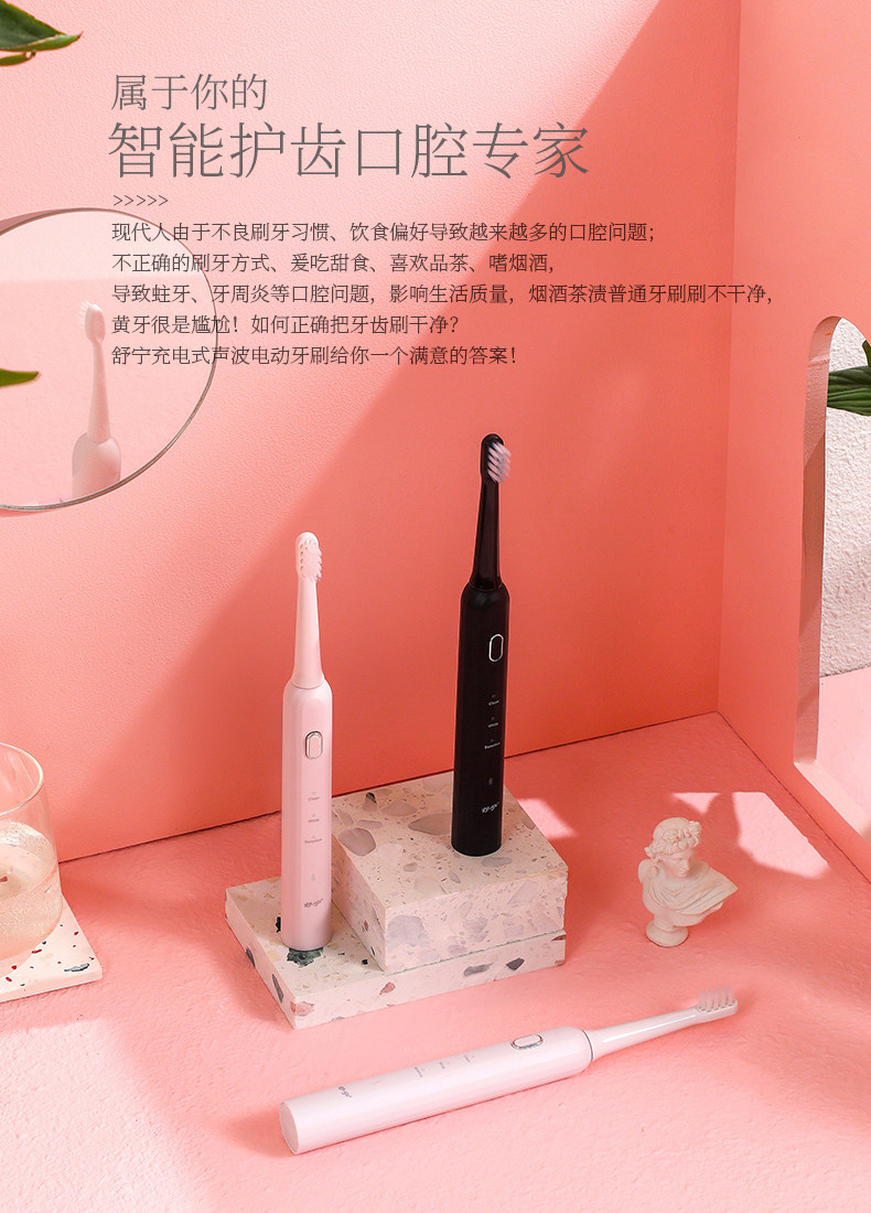 舒宁 成人充电款电动牙刷 2个刷头 图2