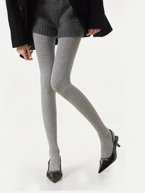 Vertical Striped Gray Leggings Spring and Autumn New Slimming Micro Pressure High Waisted Pantyhose Leggings