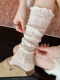 Weixue Style Wool Slouch Socks for Women, Autumn and Winter Warm Knitted Hollow-Out Calf Socks, Spring and Autumn Lace Wool Long Socks