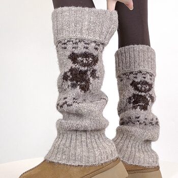 Wool Bear Sock Covers, Slouch Socks for Women, Autumn and Winter Thickened Warm Leg Warmers, Paired with Snow Boots, Shark Pants Socks for Winter