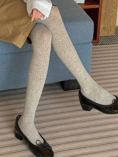 Miu Series Women's Anti-Snagging, Slight Compression, Slimming, Non-Slip, Slightly Sheer Pantyhose, Spring and Autumn Style, Vertical Striped Tights