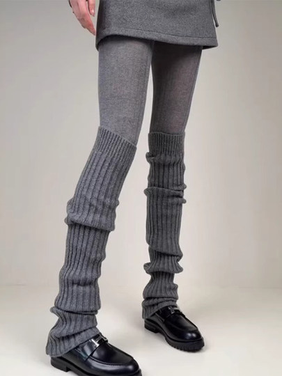 Gray over-the-knee socks set pile socks for women autumn and winter slimming y2k long tube with pantyhose non-slip warm knee and leg covers