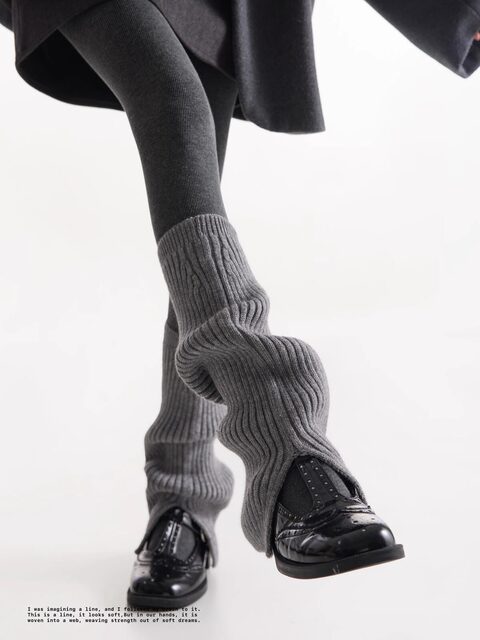 Slit Socks, Stacked Socks, Warm Flared Calf Socks Paired with Pantyhose to Enhance Leg Shape, Long Leg Warmers for Autumn and Winter