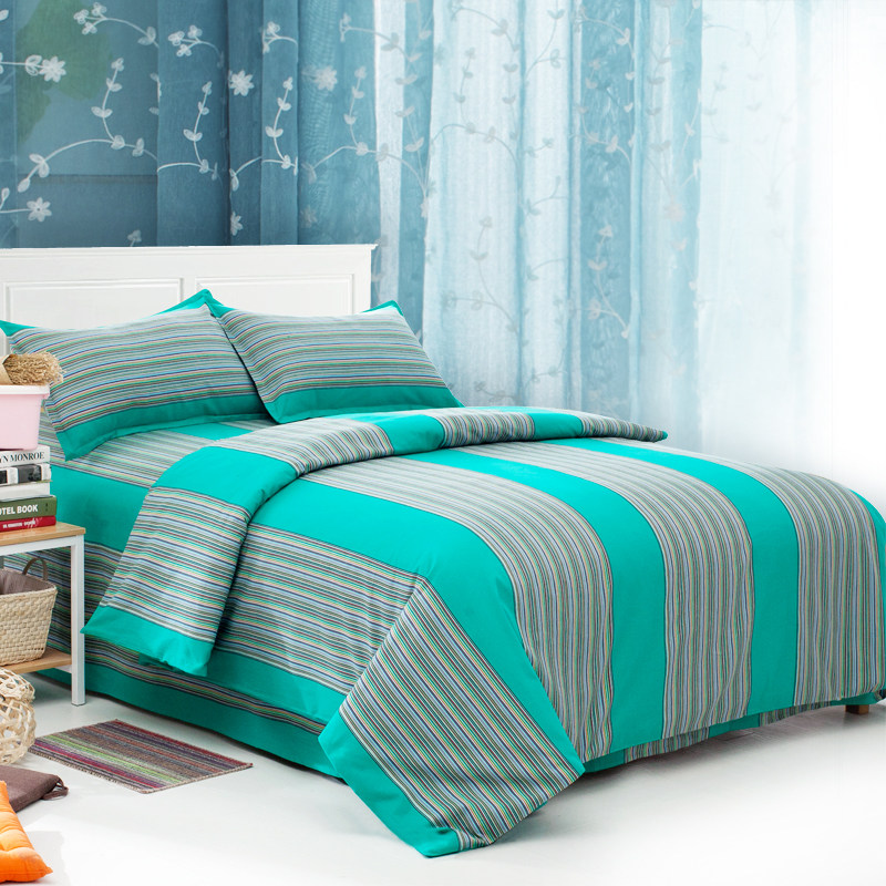 Haimei cotton four-piece bedding old coarse cloth bedding three-piece simple bed sheet quilt cover pillowcase