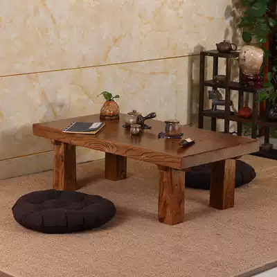 Old Elm Kang table tatami table solid wood coffee table low table window sill coffee table platform coffee table Kang few floating window coffee table