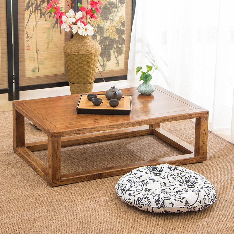 Solid wood low table Old elm tea table Tatami small table Kang table Household bay window small tea table Japanese small tea table