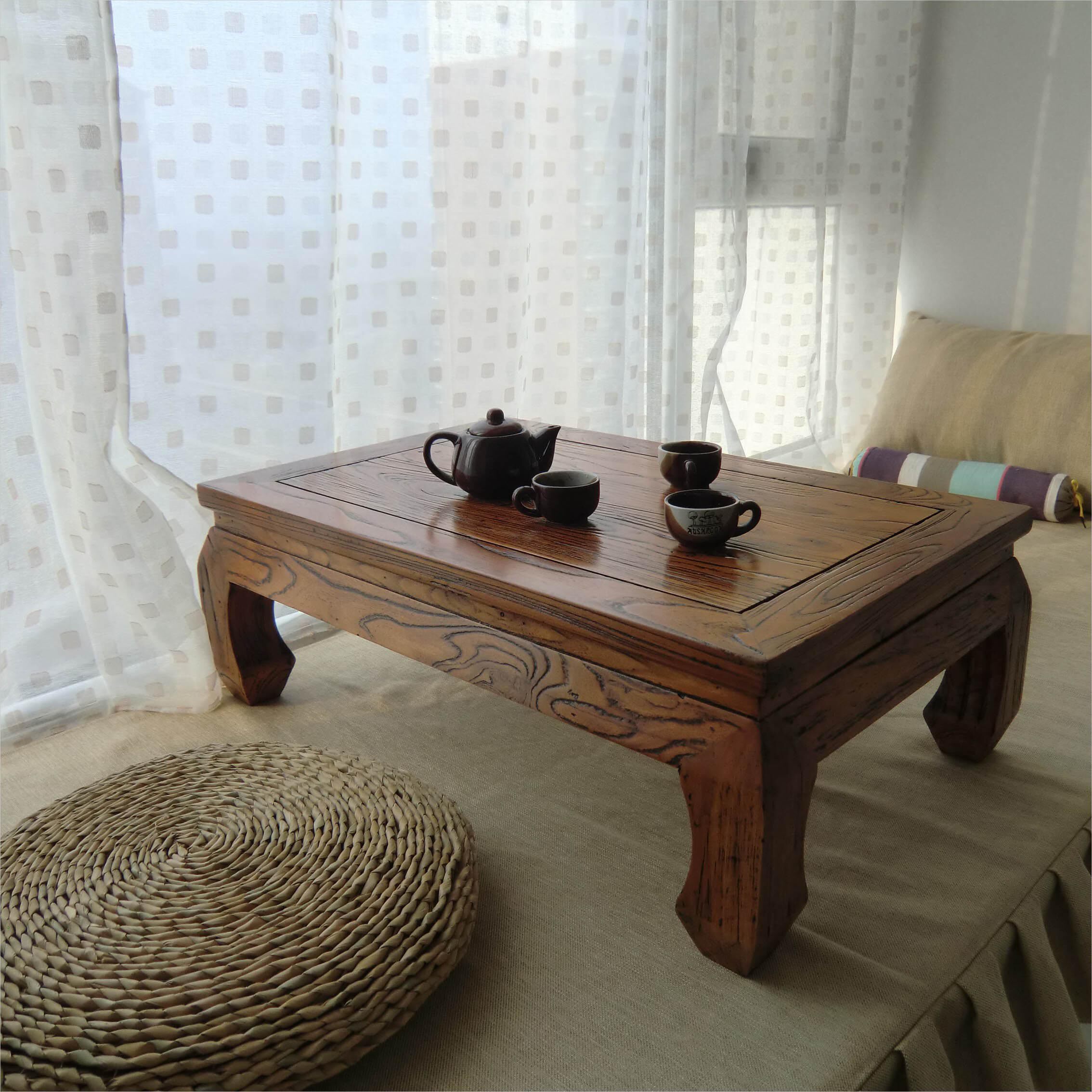 Old elm solid wood coffee table tatami coffee table Japanese-style window table bay window coffee table floor Japanese room kang table kang table
