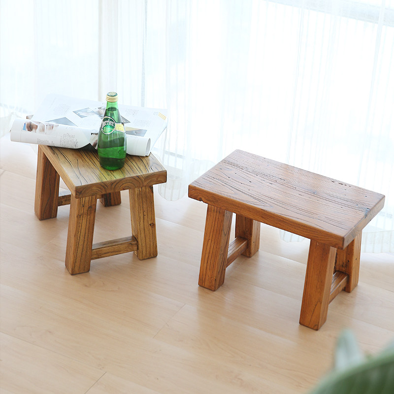 Old elm wood small bench for shoe changing stool solid wood bar stool table matching stool fashion short stool tea table stool
