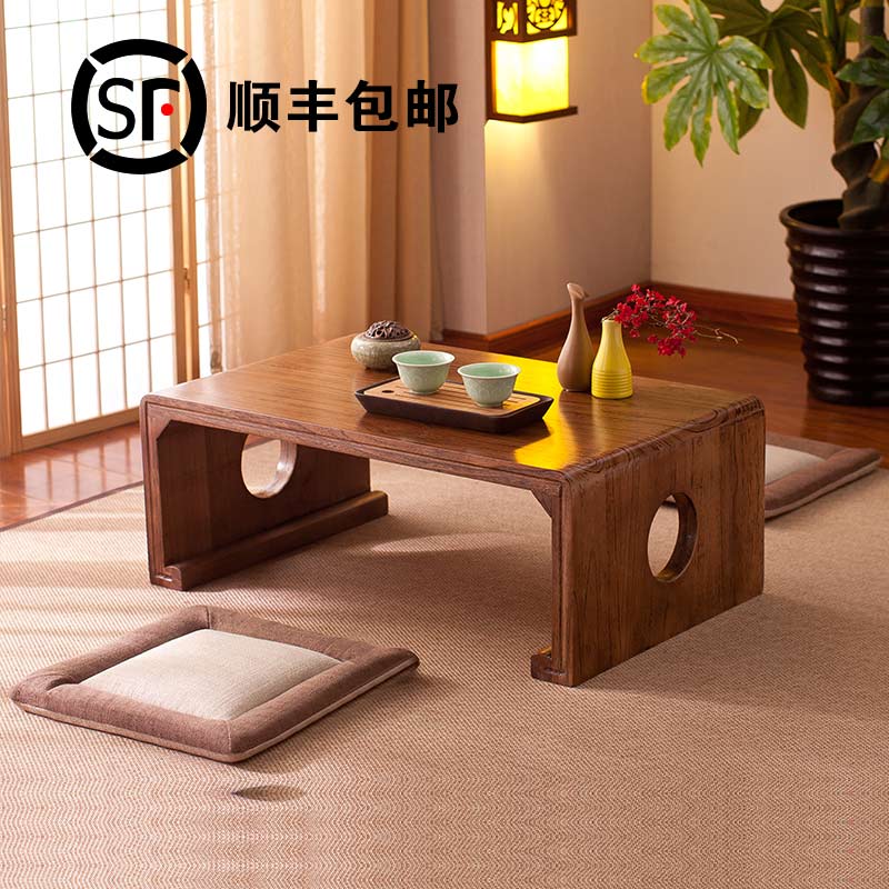 Solid wood tatami table rice tea table short table Chinese National school table window sill small dwarf table balcony minimalist antique table pit table